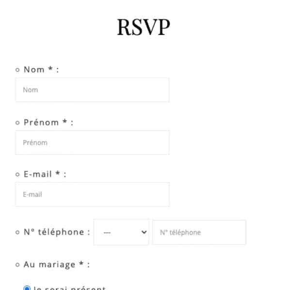 RSVP site de mariage
